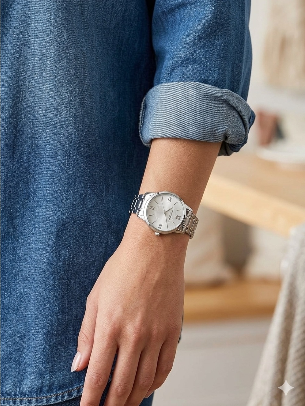 NEW LONDON FOG Waverly Silver Link Bracelet Watch • Classic Preppy